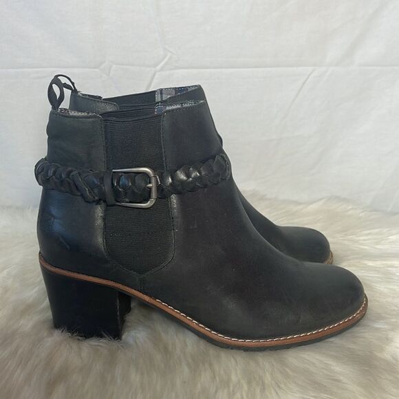 Sperry Black Leather Liberty Chelsea Braid Trim Booties Sz 8.5 - Picture 5 of 8